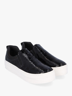Taker Black Patent Leather Moc Croc Trainers