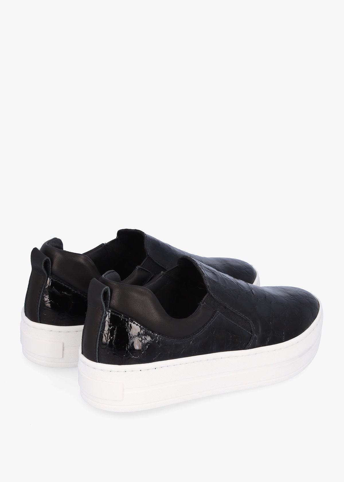 Taker Black Patent Leather Moc Croc Trainers