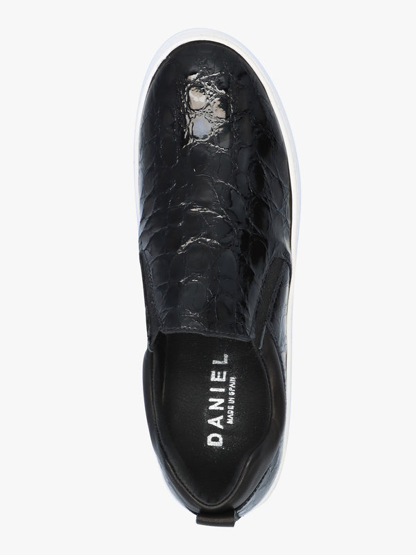 Taker Black Patent Leather Moc Croc Trainers