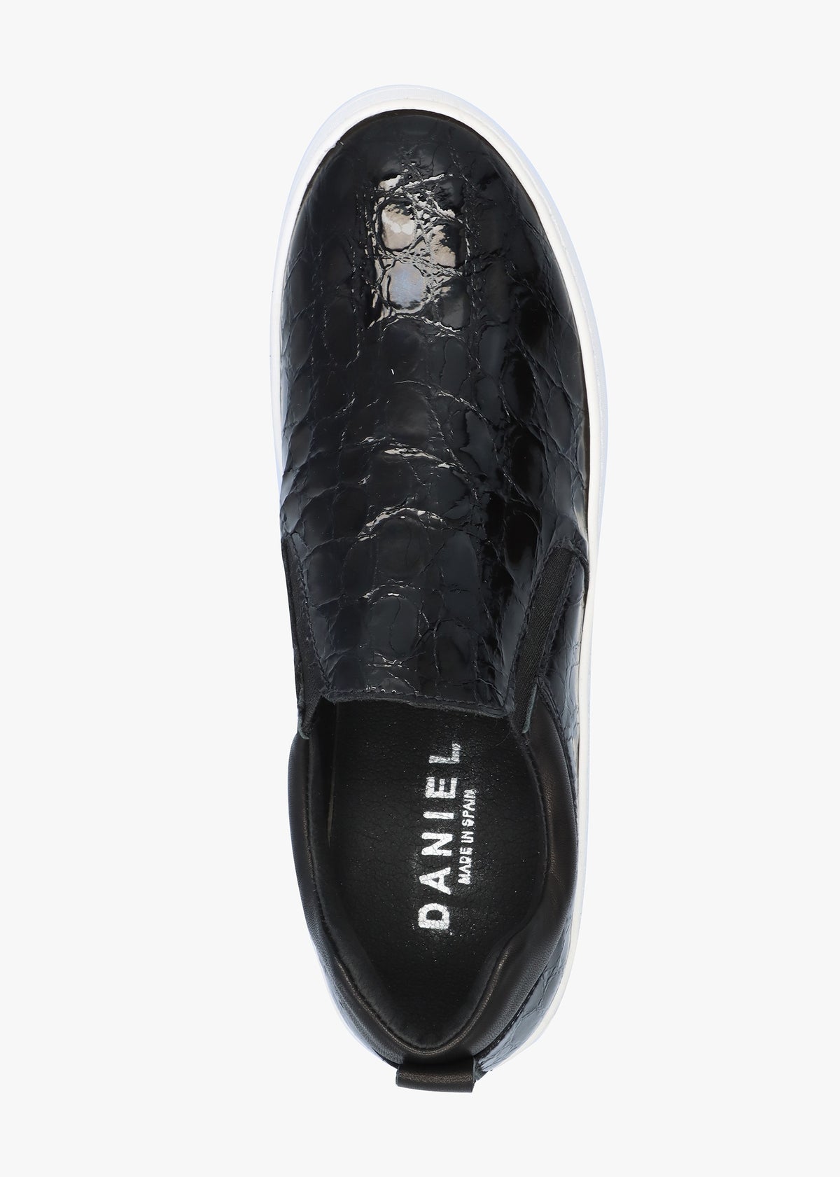 Taker Black Patent Leather Moc Croc Trainers