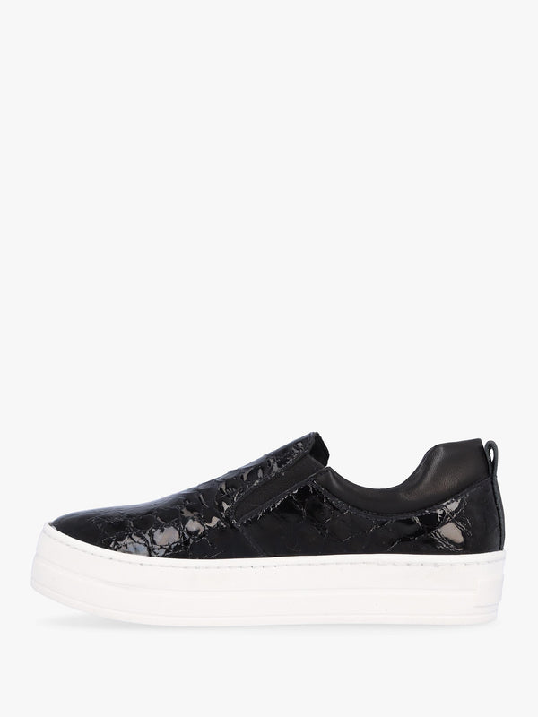 Taker Black Patent Leather Moc Croc Trainers