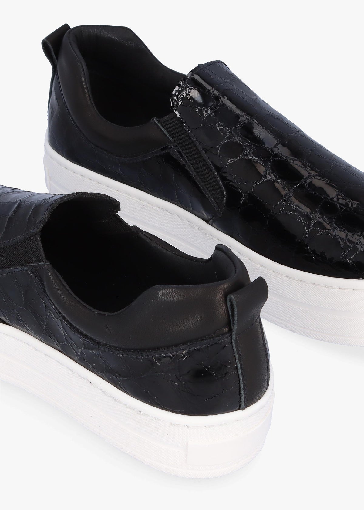 Taker Black Patent Leather Moc Croc Trainers