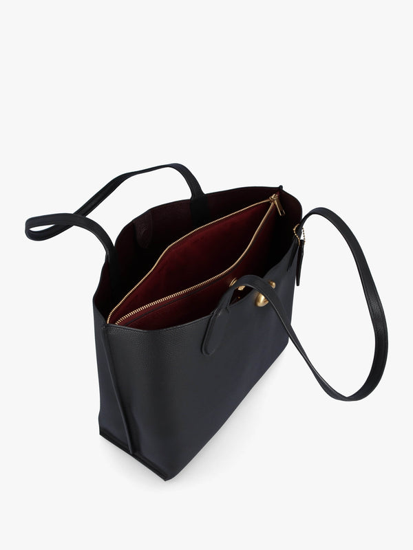 Willow Black Leather Tote Bag