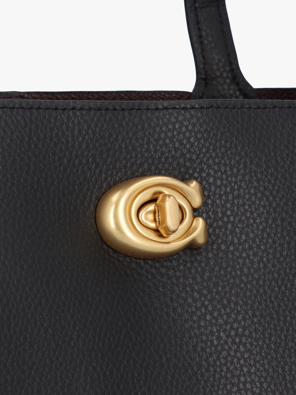 Willow Black Leather Tote Bag
