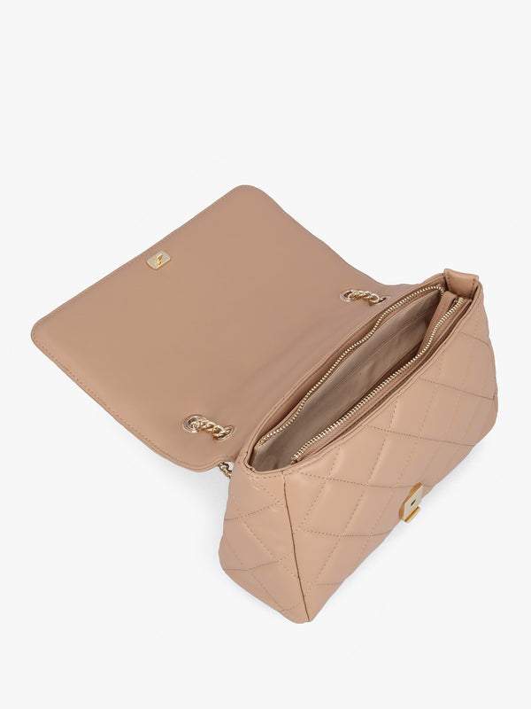 Ada Beige Quilted Satchel Bag