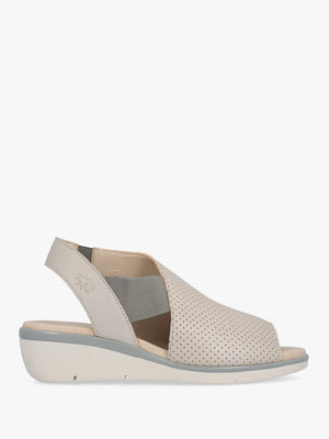 Nisi Silver Perforated Leather Low Wedge Sandals