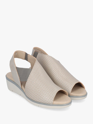Nisi Silver Perforated Leather Low Wedge Sandals