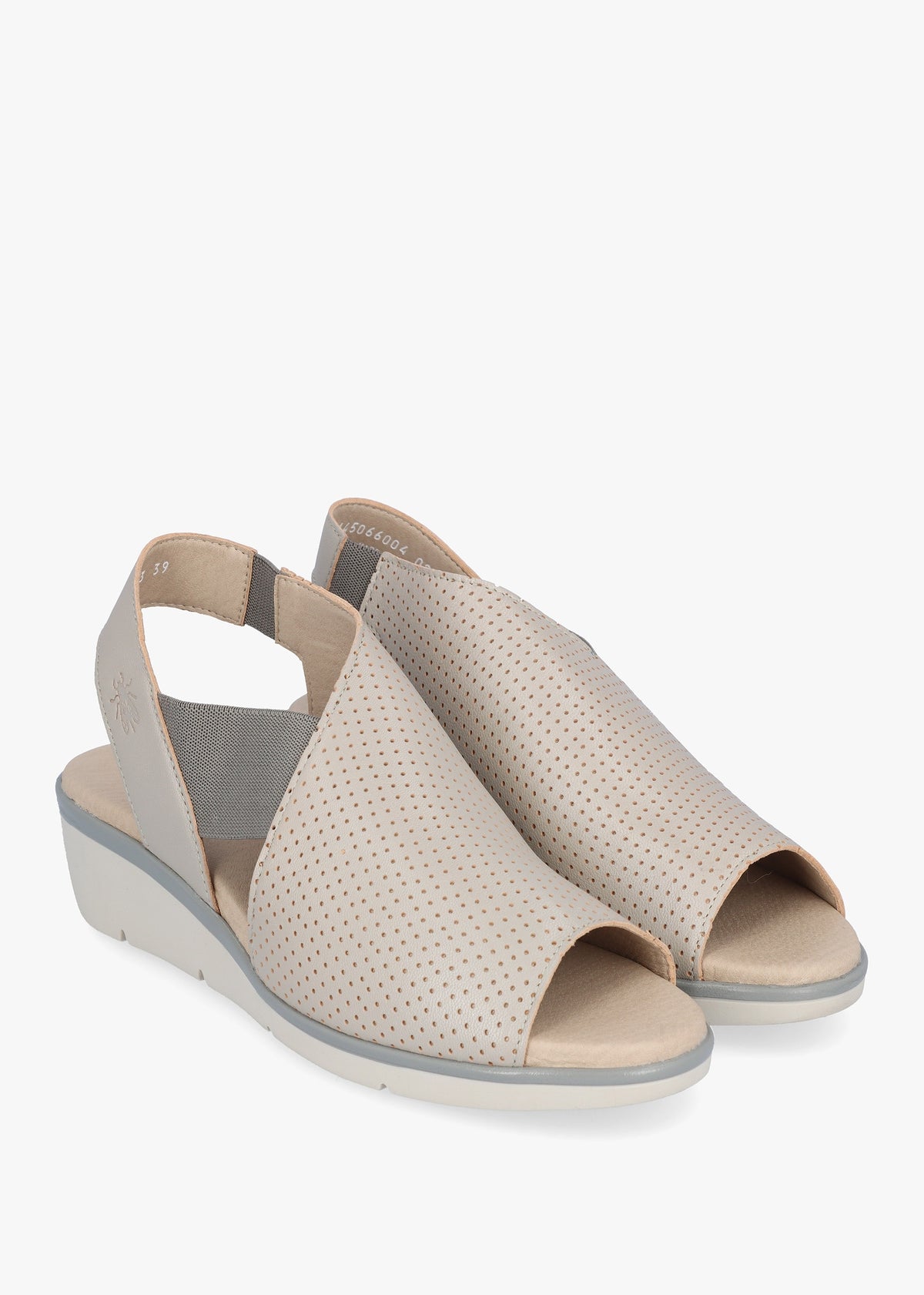 Nisi Silver Perforated Leather Low Wedge Sandals