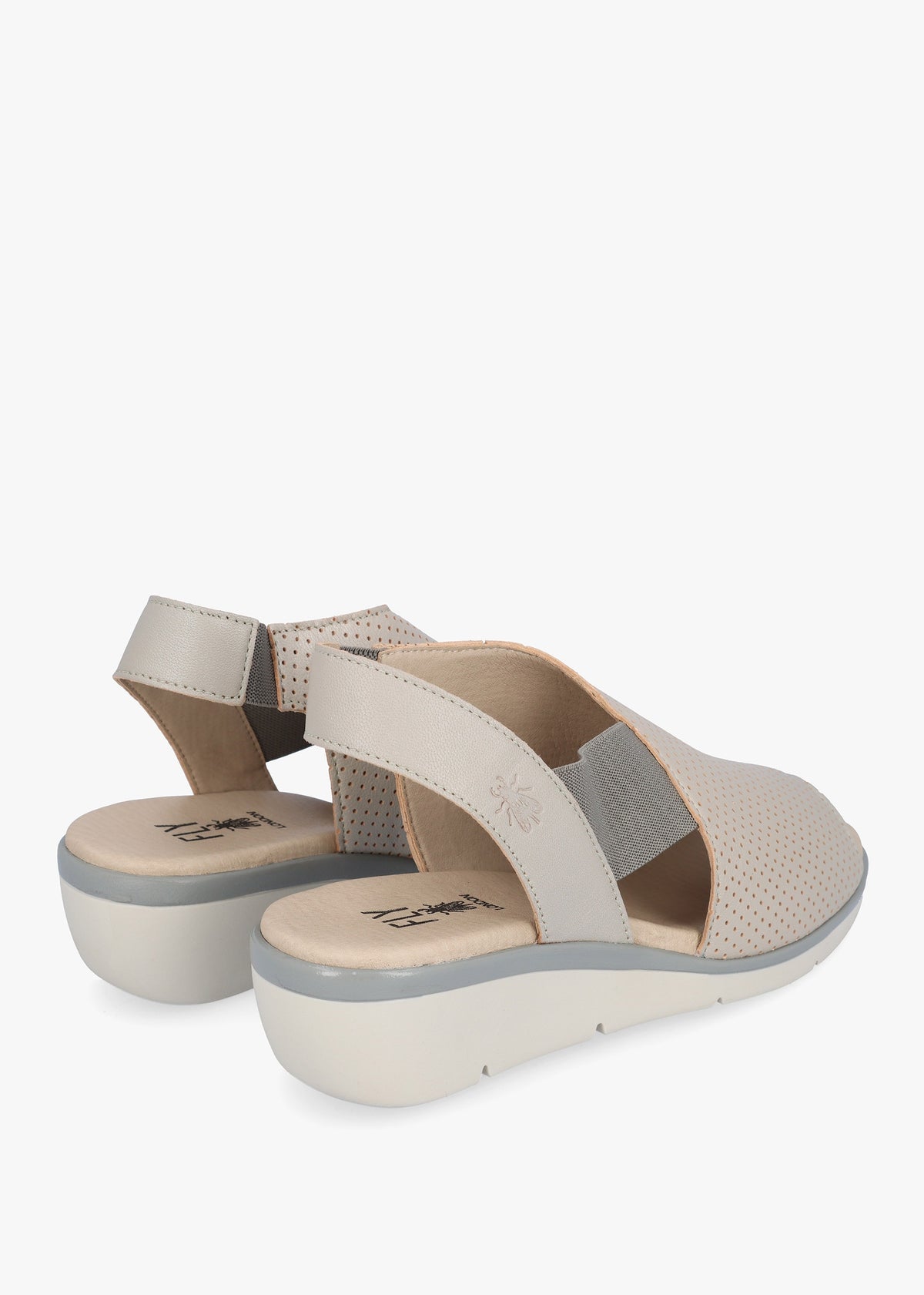 Nisi Silver Perforated Leather Low Wedge Sandals