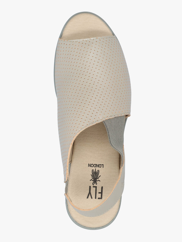 Nisi Silver Perforated Leather Low Wedge Sandals