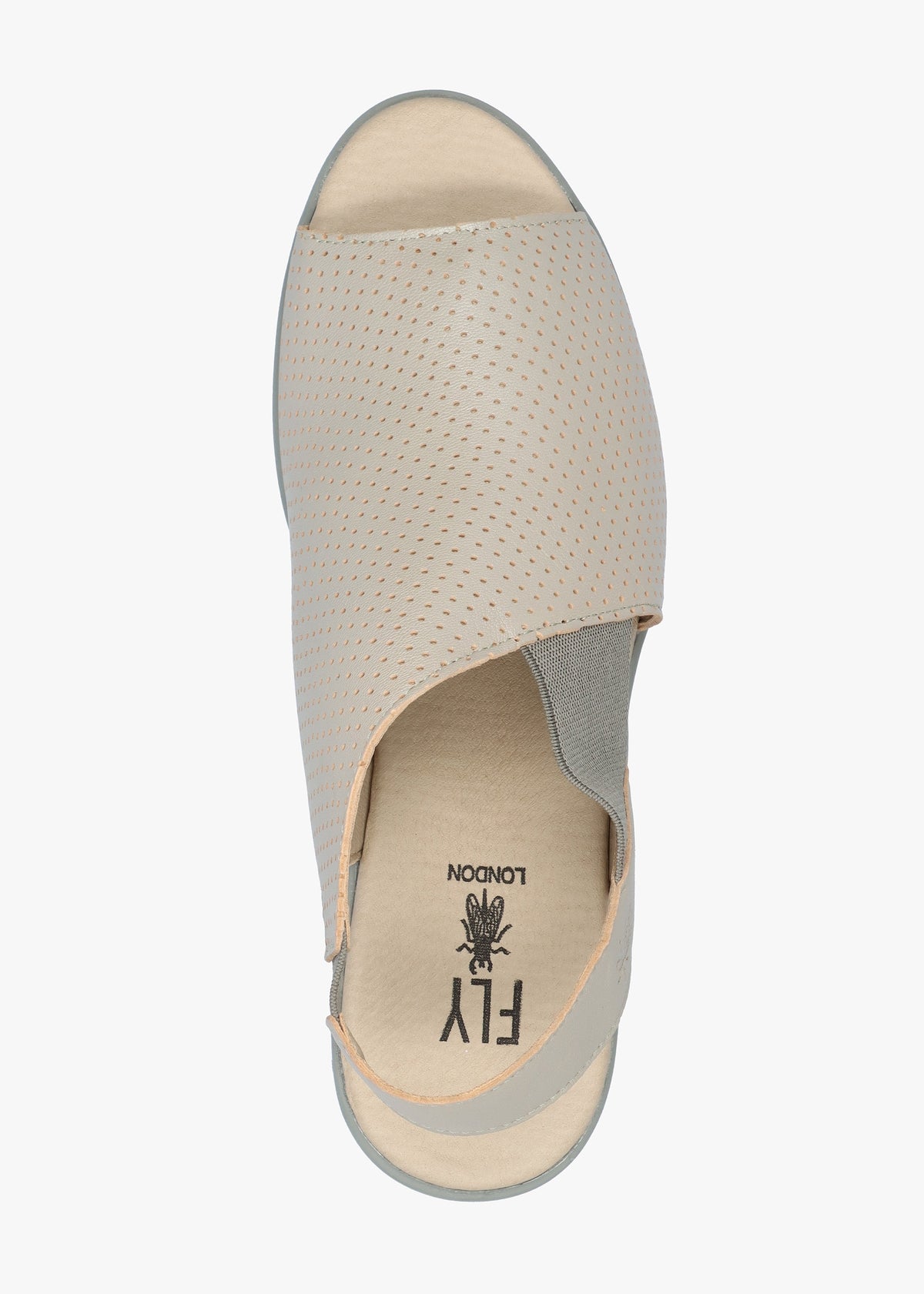 Nisi Silver Perforated Leather Low Wedge Sandals