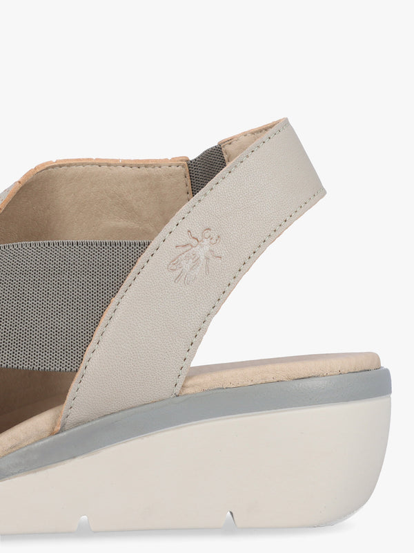 Nisi Silver Perforated Leather Low Wedge Sandals