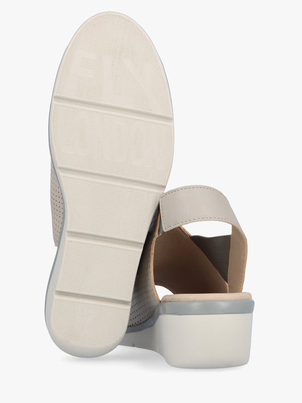 Nisi Silver Perforated Leather Low Wedge Sandals