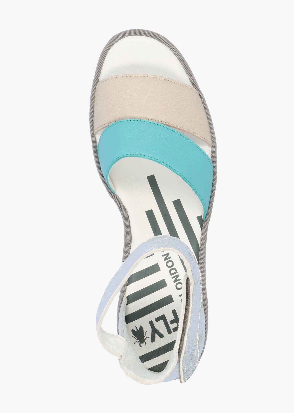 Bono Cloud Turquoise Silver Tumbled Leather Low Wedge Sandals