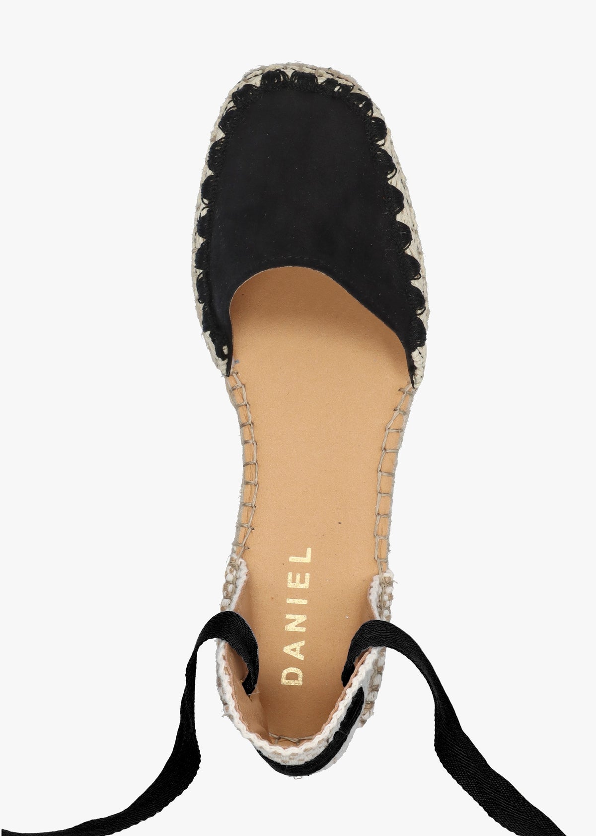 Istitch Black Suede Tie Fastening Flat Espadrilles