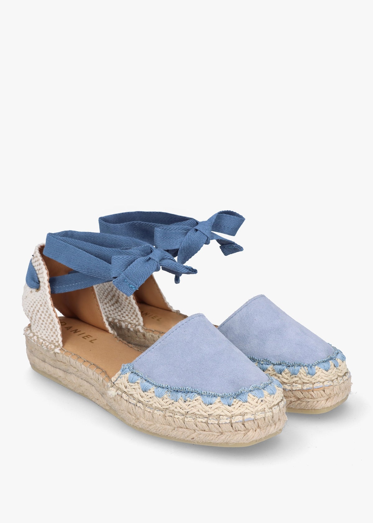 Istitch Blue Suede Tie Fastening Flat Espadrilles
