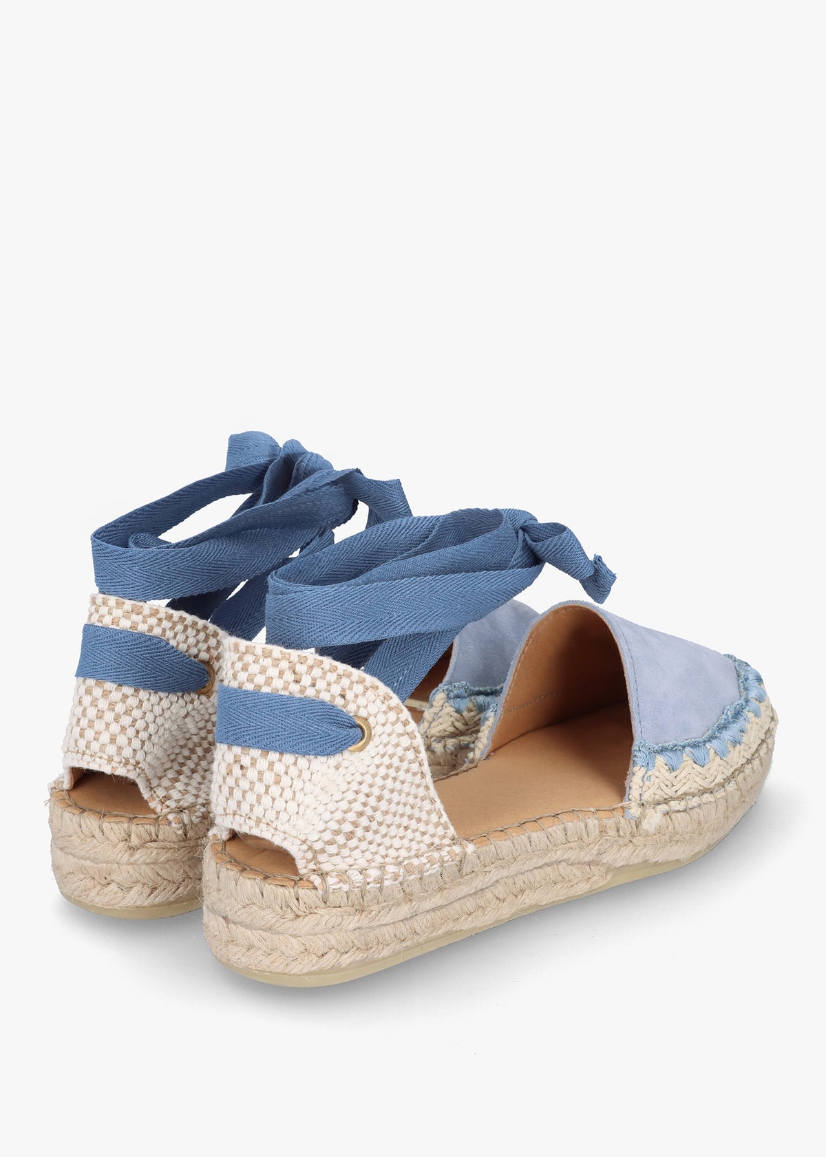 Istitch Blue Suede Tie Fastening Flat Espadrilles