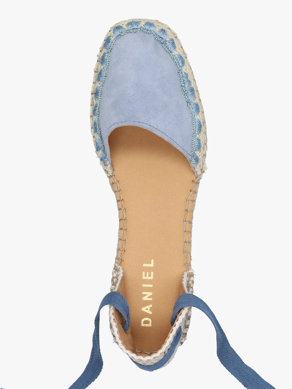 Istitch Blue Suede Tie Fastening Flat Espadrilles