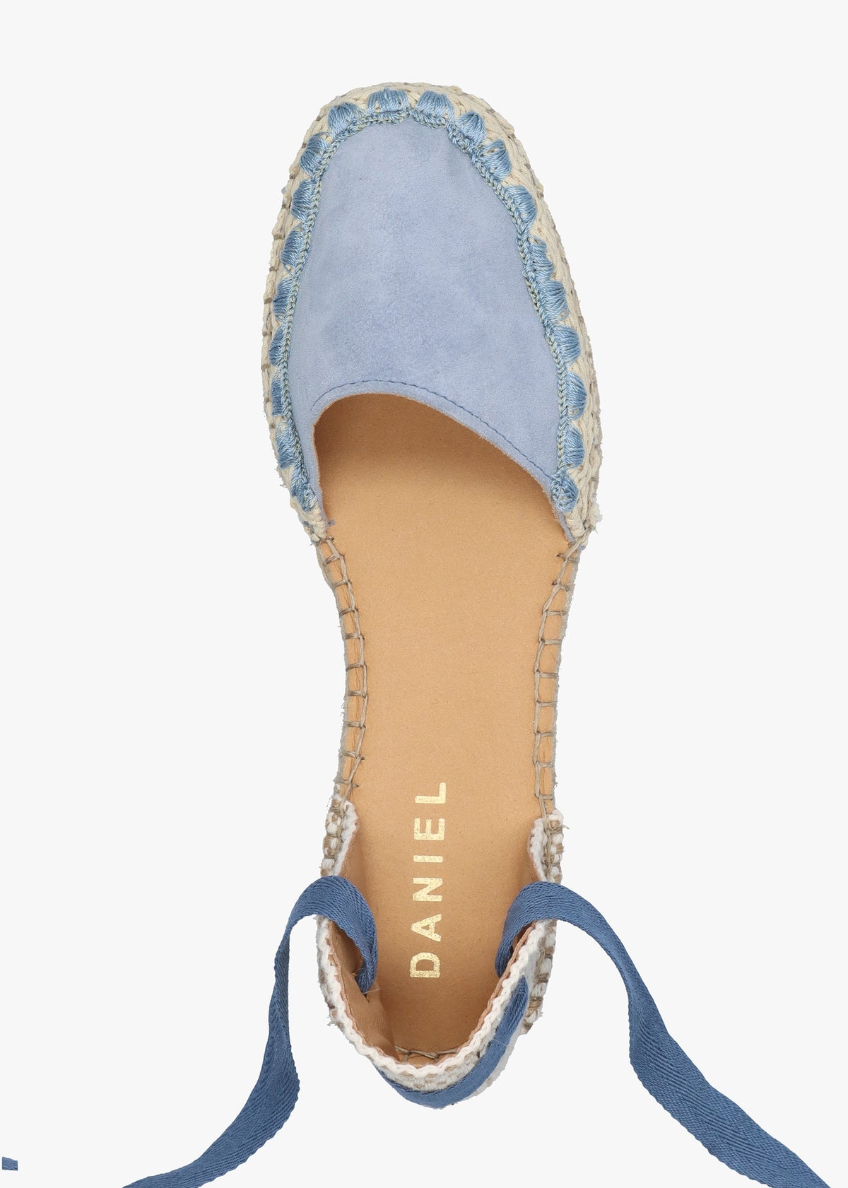 Istitch Blue Suede Tie Fastening Flat Espadrilles