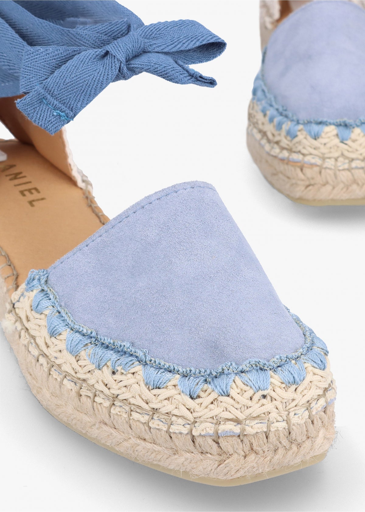 Istitch Blue Suede Tie Fastening Flat Espadrilles