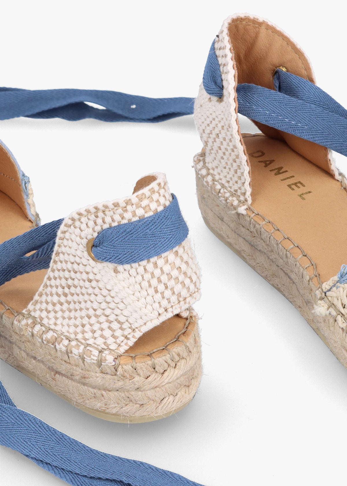 Istitch Blue Suede Tie Fastening Flat Espadrilles