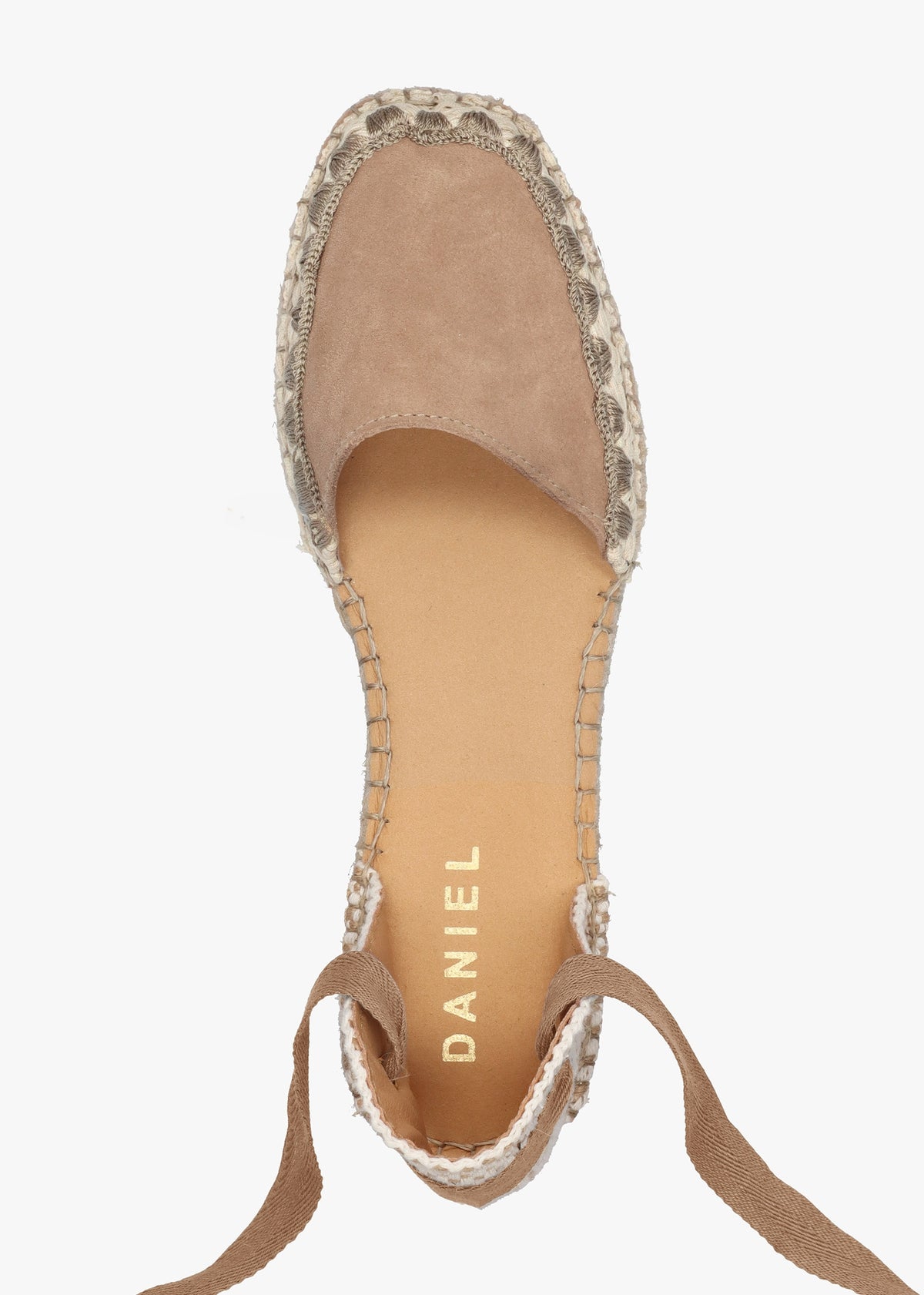 Istitch Beige Suede Tie Fastening Flat Espadrilles