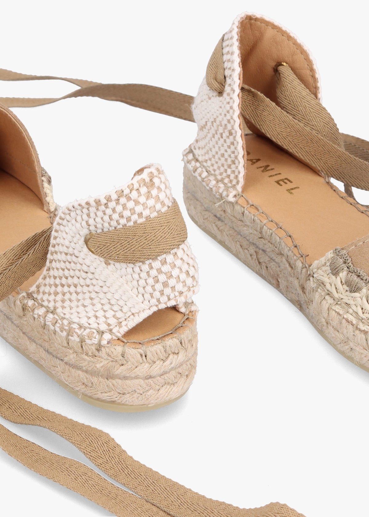 Istitch Beige Suede Tie Fastening Flat Espadrilles