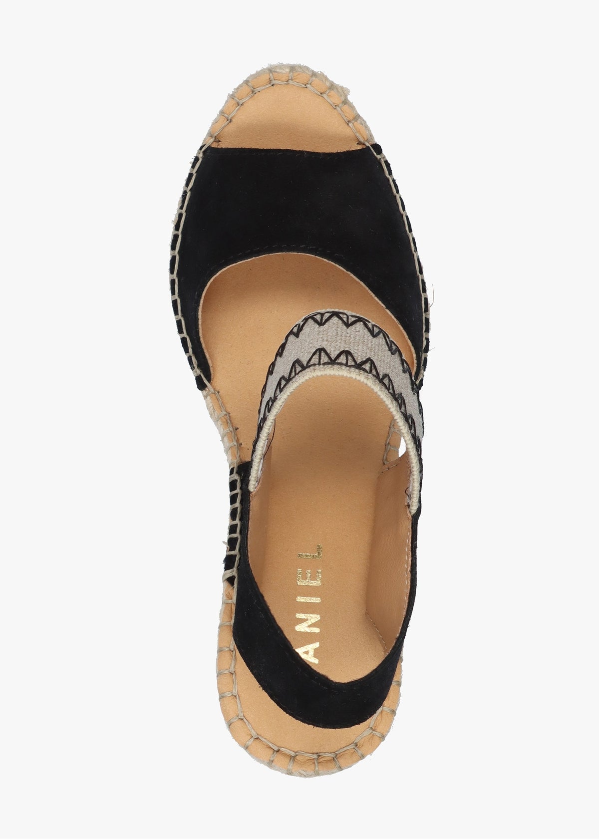 Istitch Black Suede Wedge Espadrilles