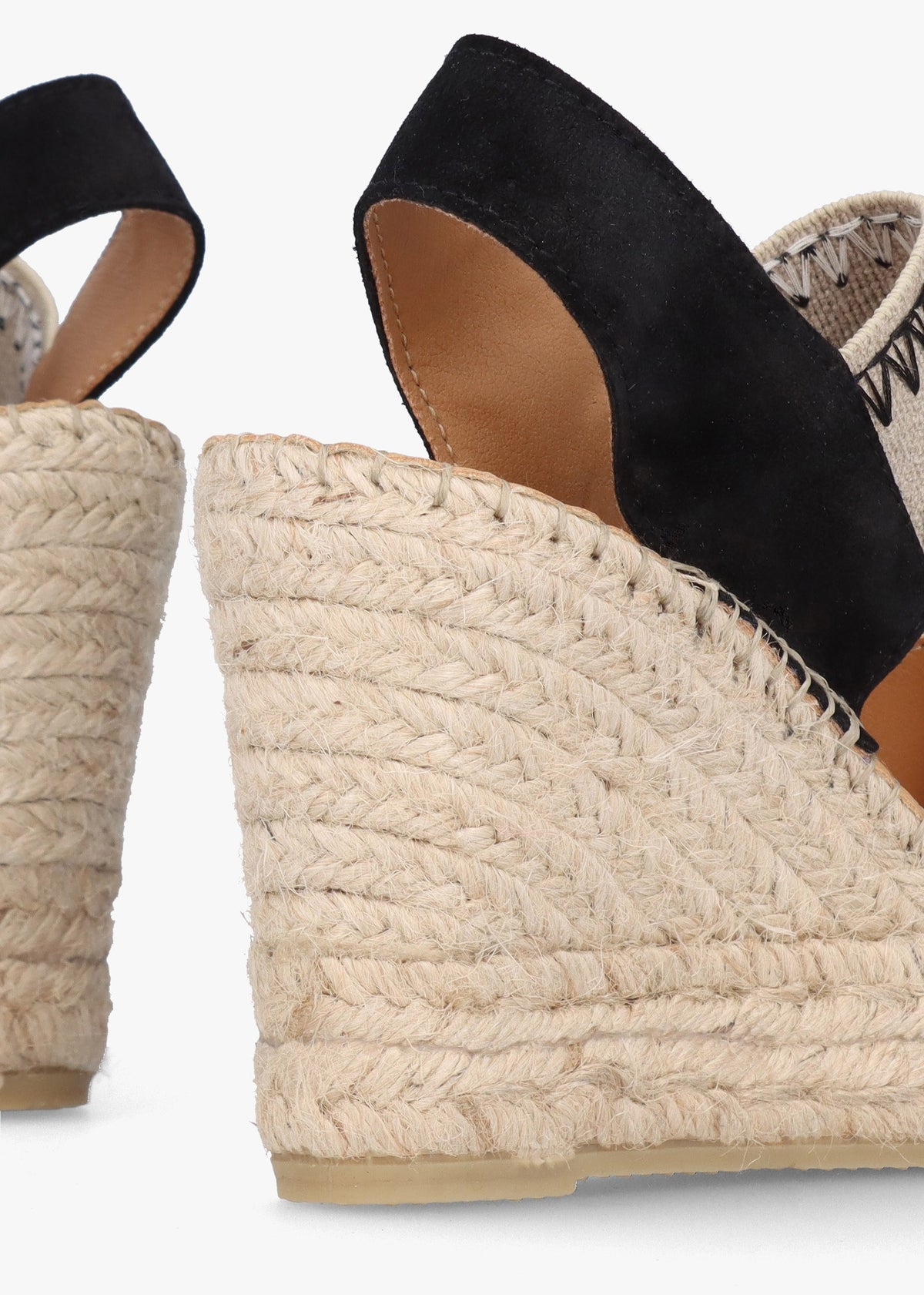 Istitch Black Suede Wedge Espadrilles