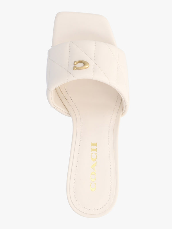 Emma Quilted Chalk Leather Wedge Mules