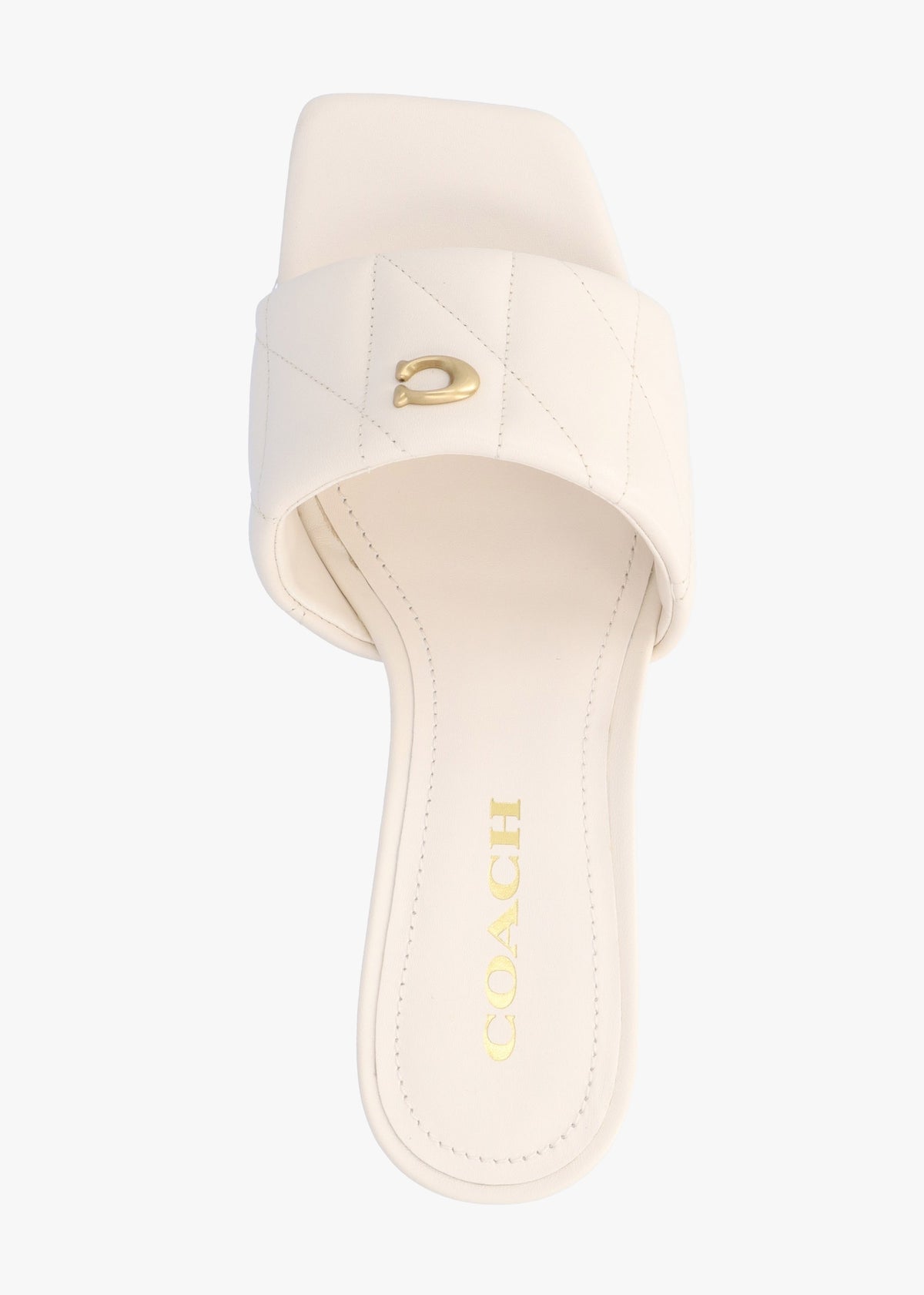 Emma Quilted Chalk Leather Wedge Mules