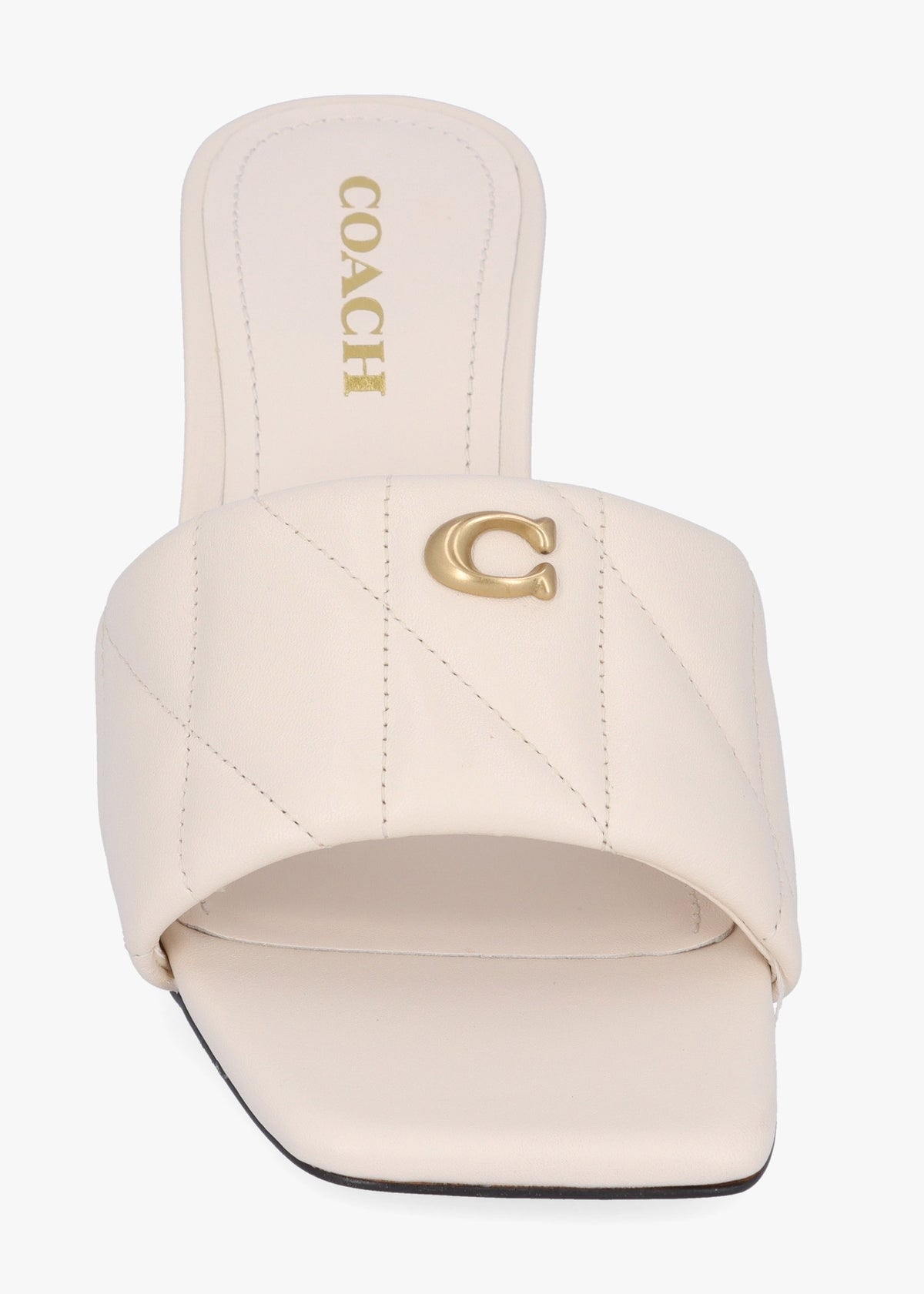 Emma Quilted Chalk Leather Wedge Mules