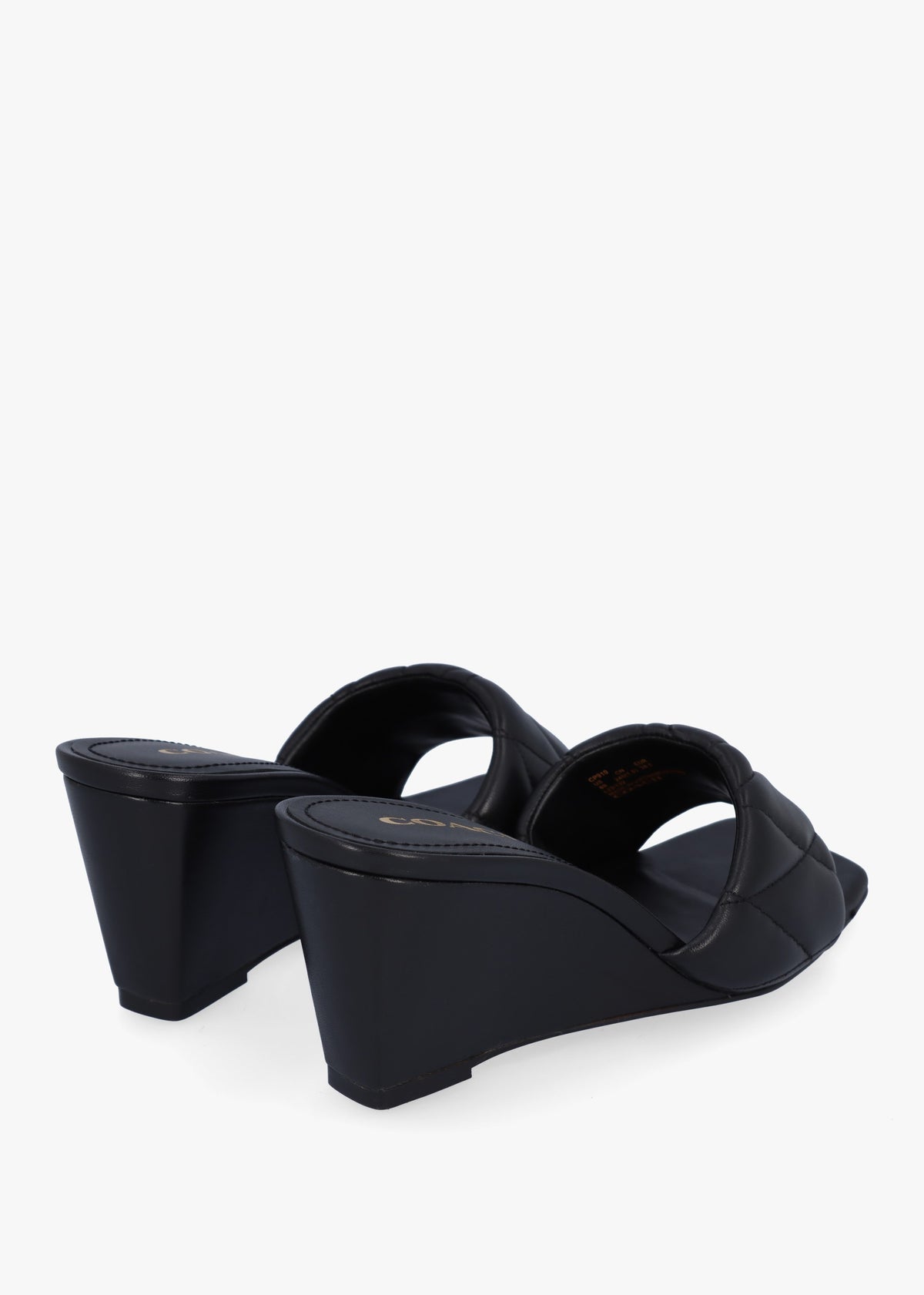 Emma Quilted Black Leather Wedge Mules