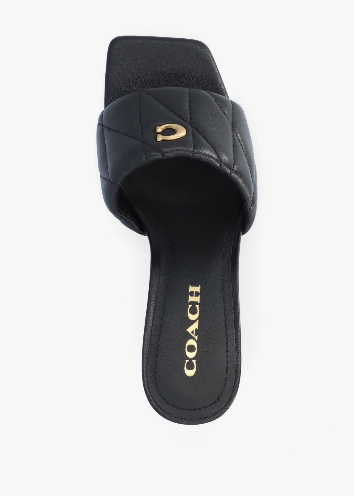 Emma Quilted Black Leather Wedge Mules