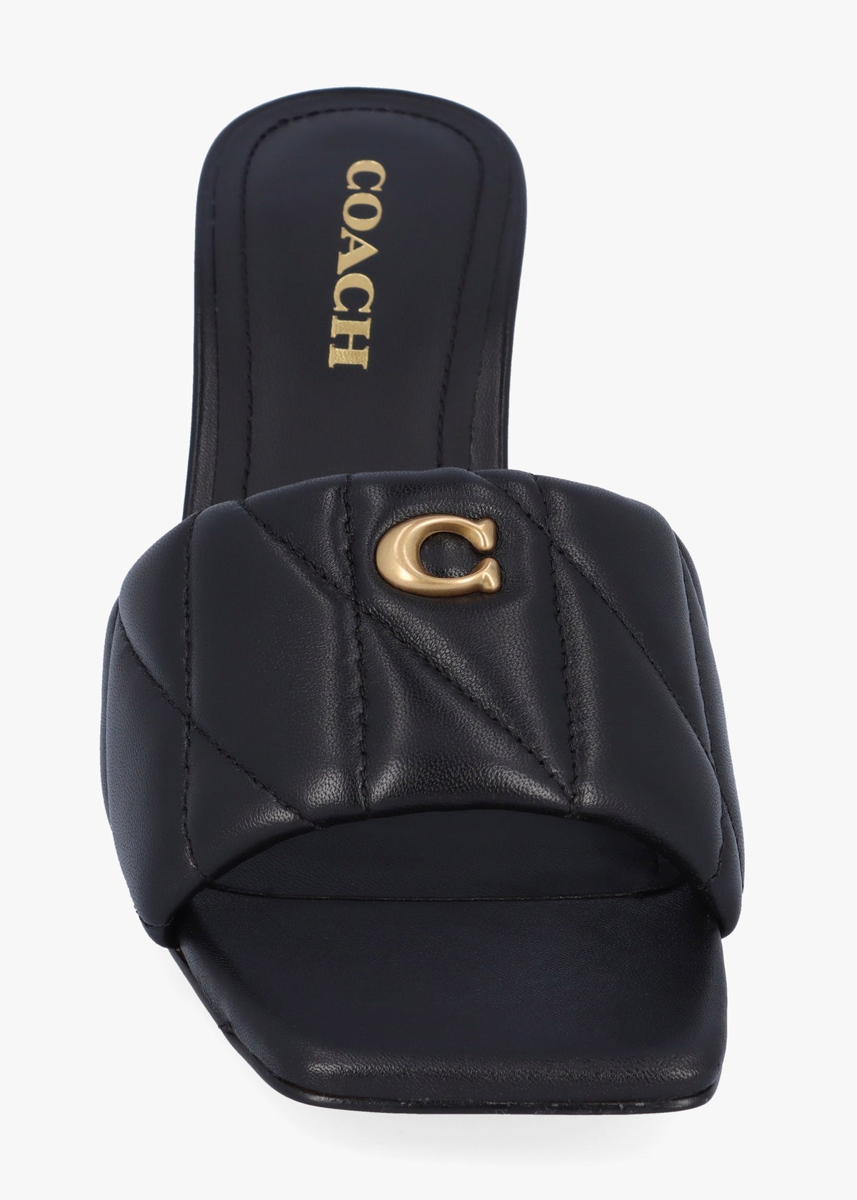 Emma Quilted Black Leather Wedge Mules