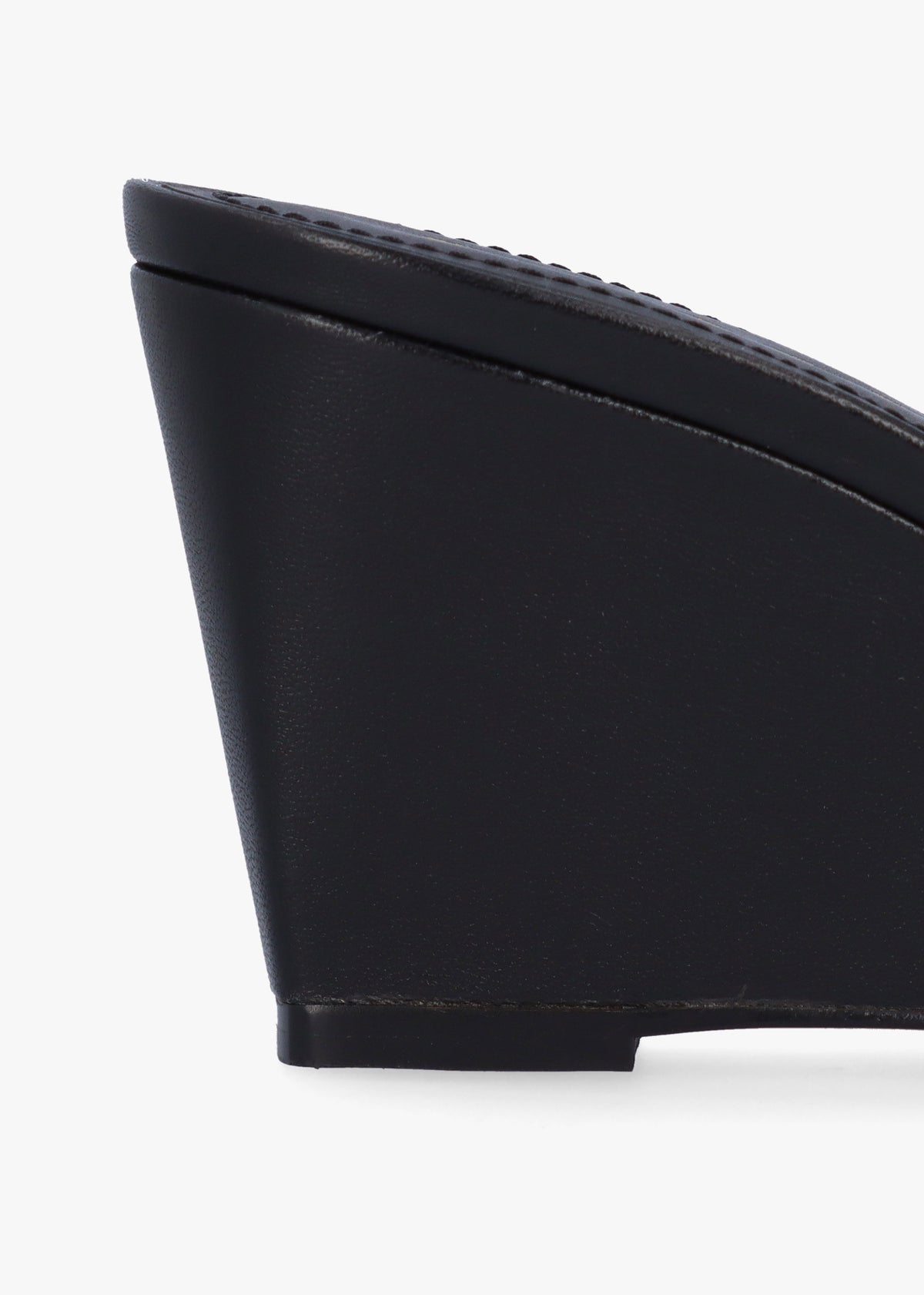 Emma Quilted Black Leather Wedge Mules