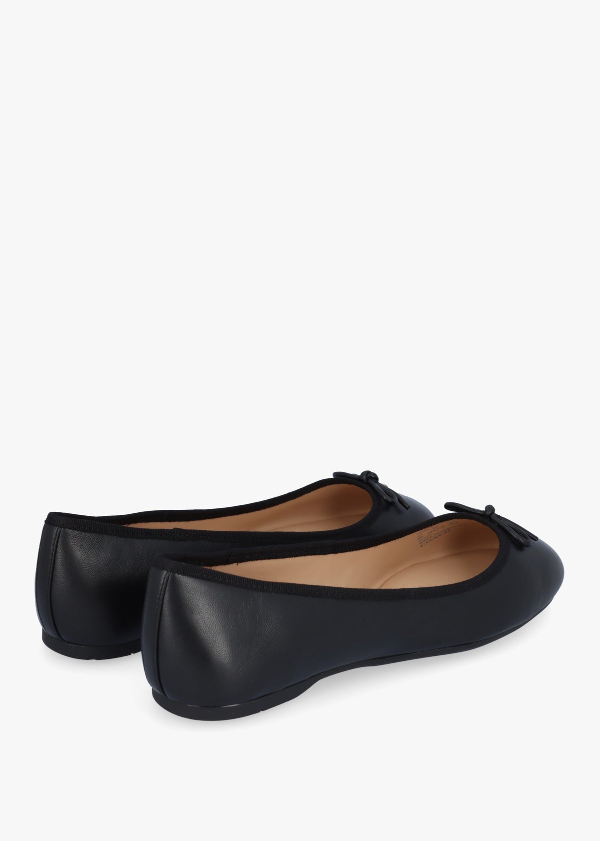 Abigail Black Leather Ballerina Pumps