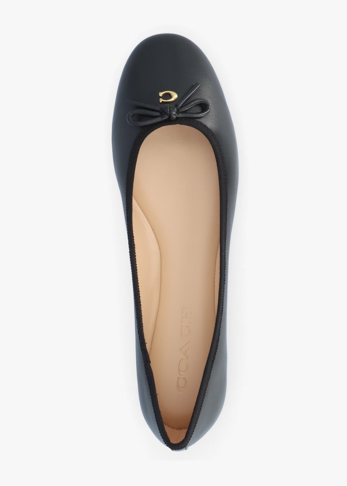 Abigail Black Leather Ballerina Pumps