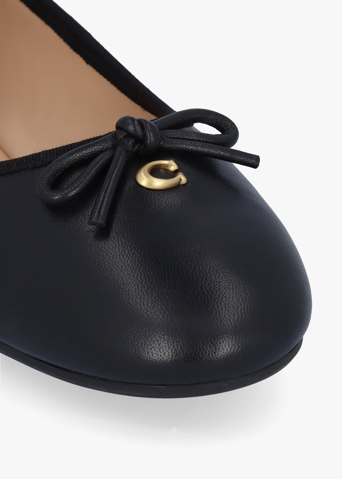 Abigail Black Leather Ballerina Pumps