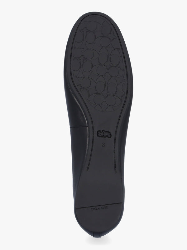 Abigail Black Leather Ballerina Pumps