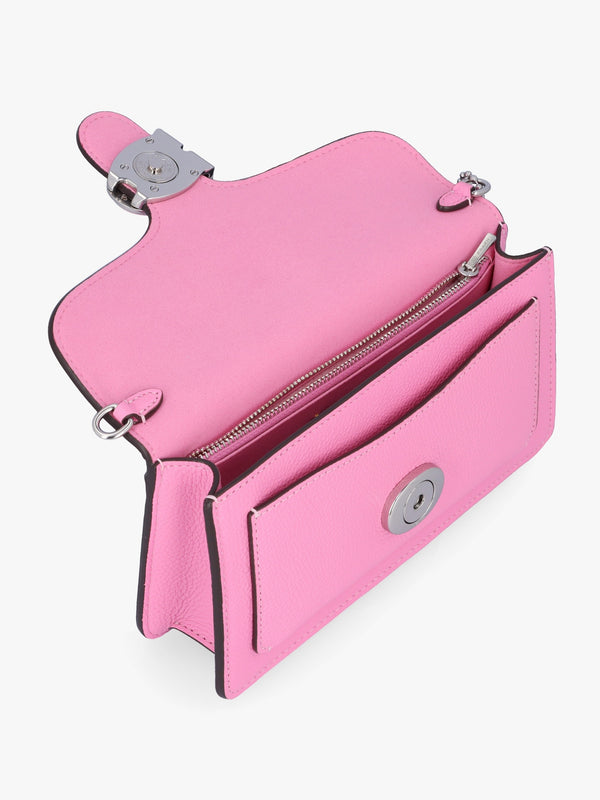 Tabby Vivid Pink Leather Chain Clutch Bag