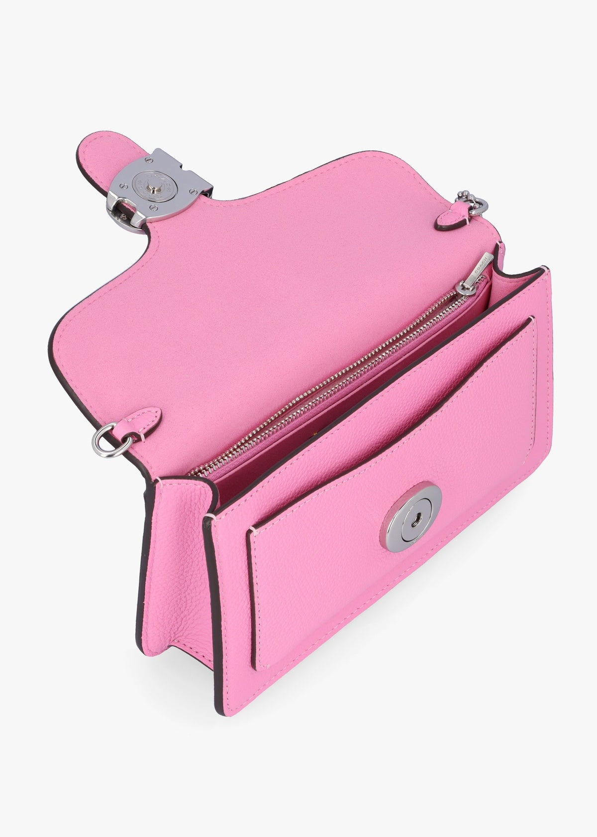 Tabby Vivid Pink Leather Chain Clutch Bag