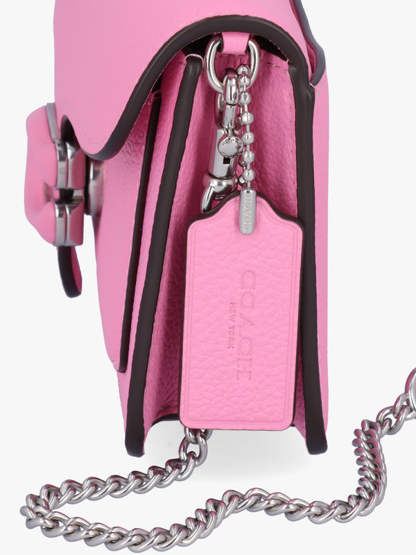 Tabby Vivid Pink Leather Chain Clutch Bag