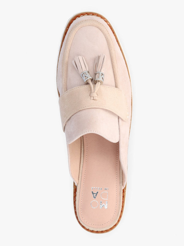 Etana Stone Suede Backless Loafers