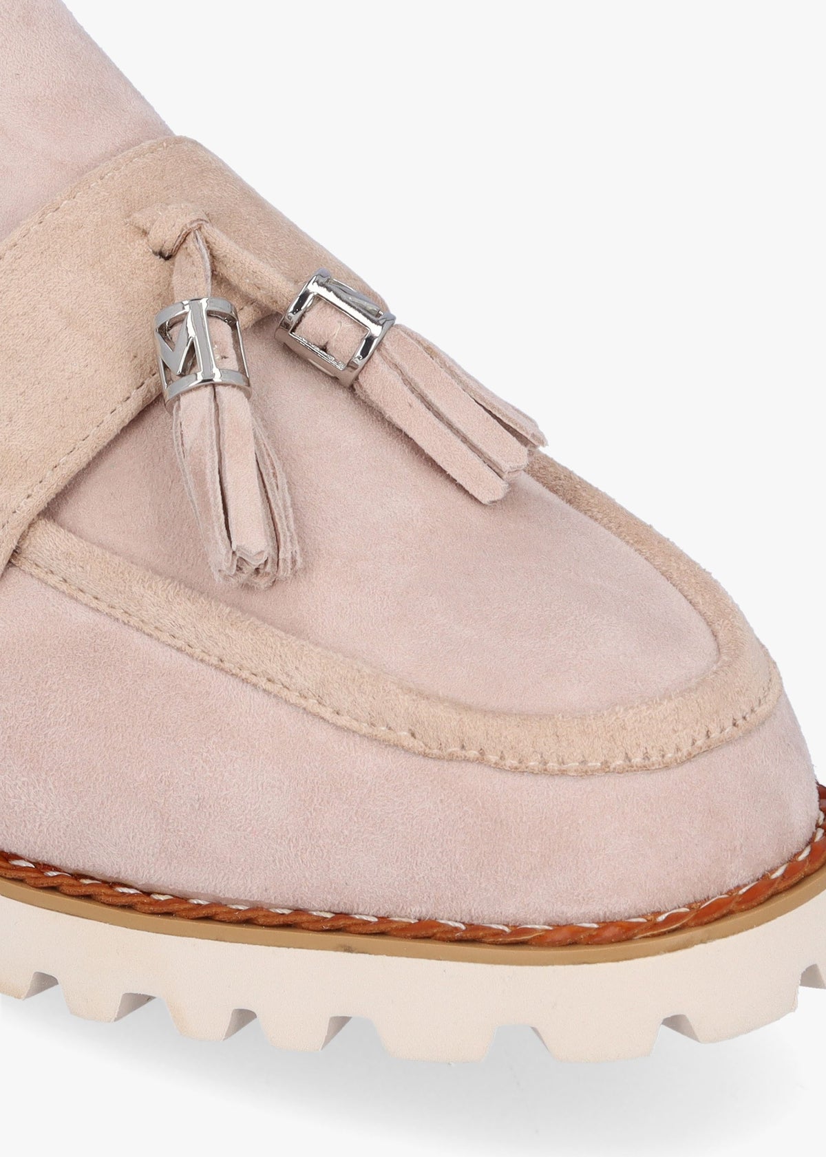Etana Stone Suede Backless Loafers