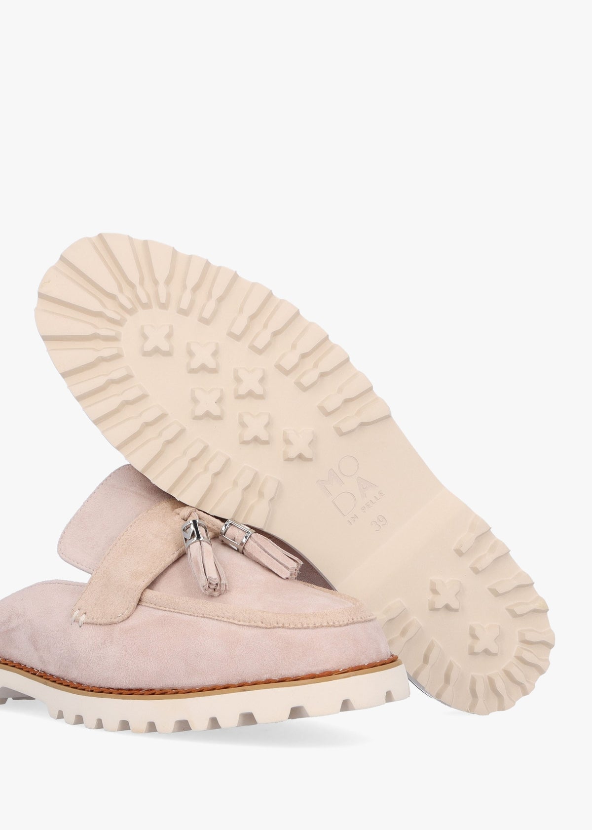 Etana Stone Suede Backless Loafers