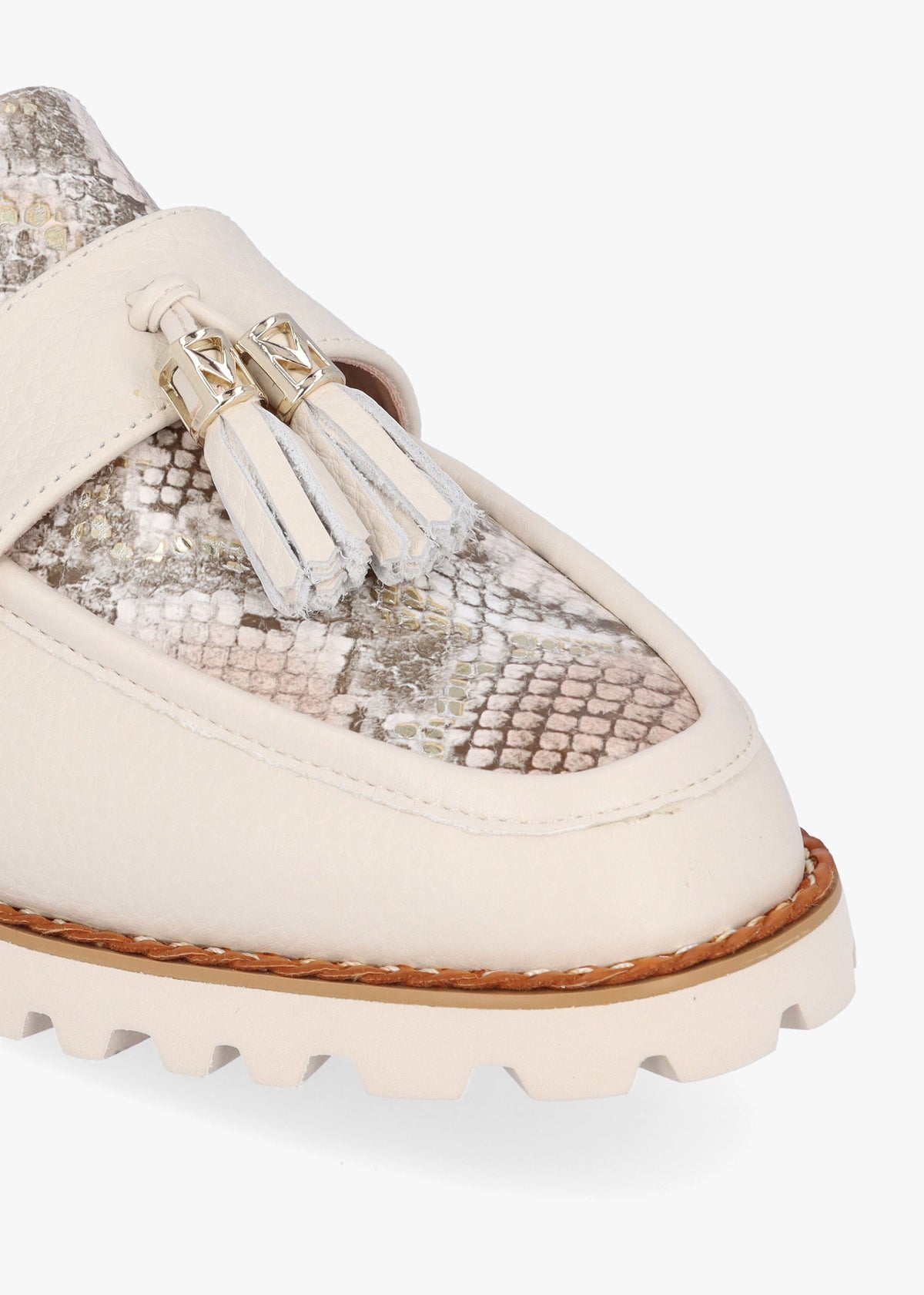 Etana Off White Leather Backless Loafers