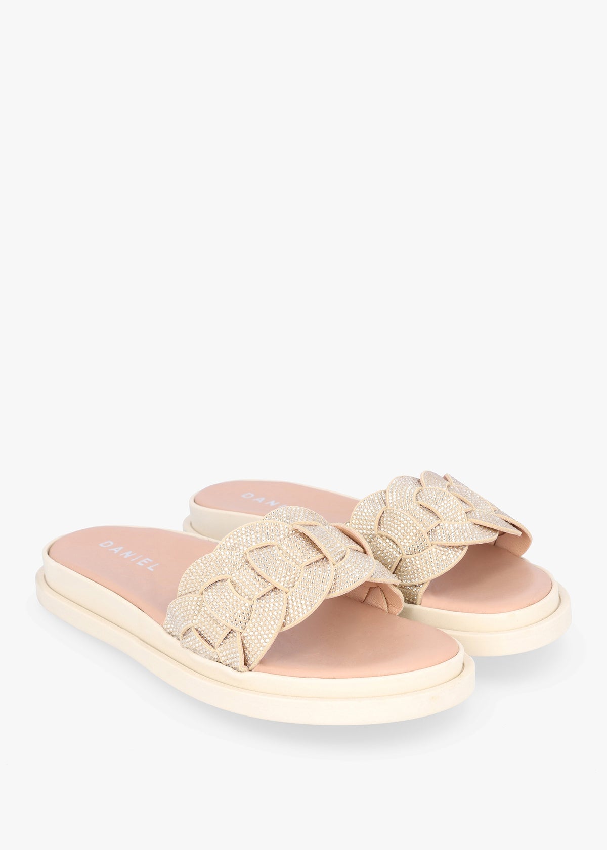 Litsy Gold Crystal Link One Bar Flat Mules