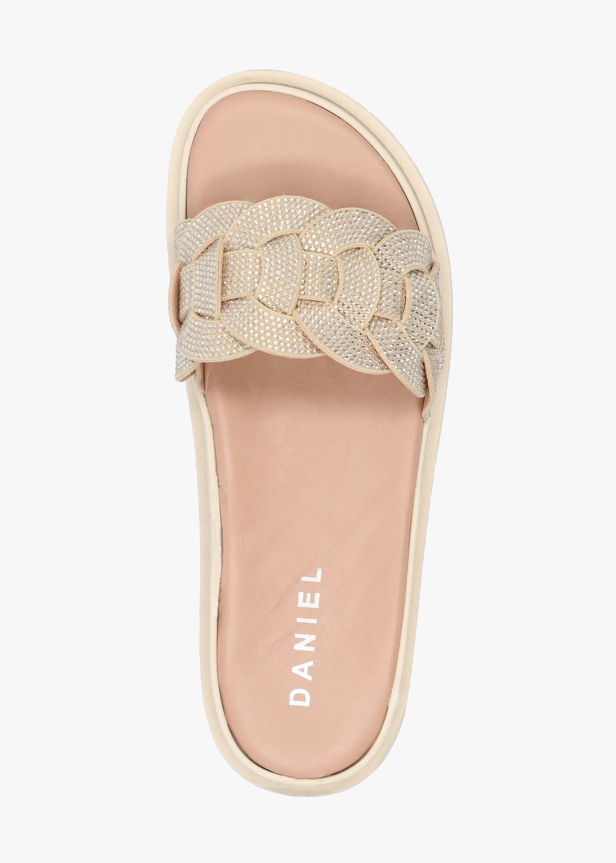 Litsy Gold Crystal Link One Bar Flat Mules