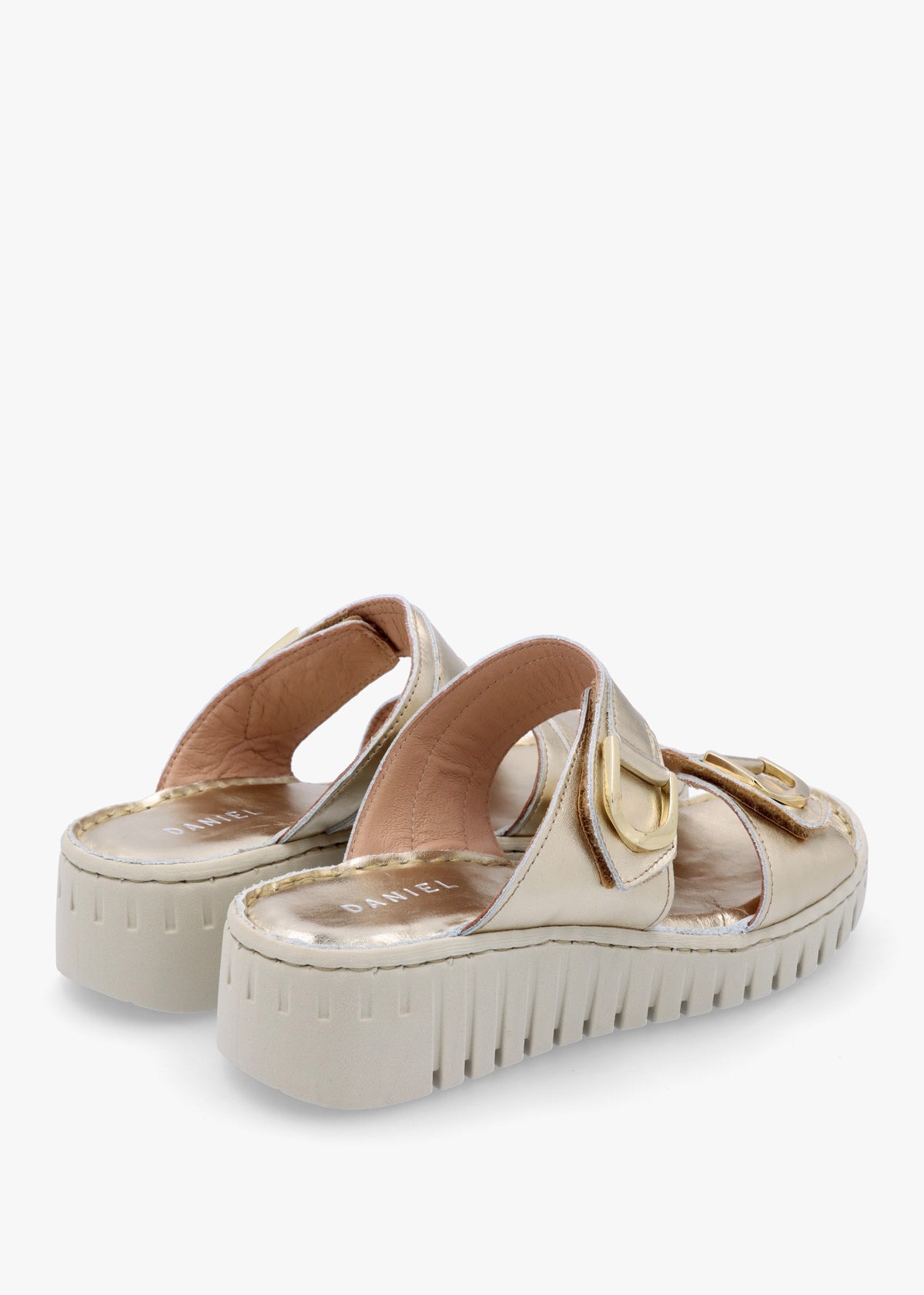 Lorelai Gold Leather Two Bar Mules